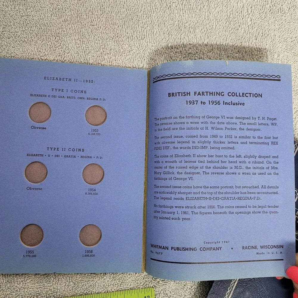 Whitman Great Britain Farthings Coin Folder No 9677 Collection 1937 to 1956 Blue